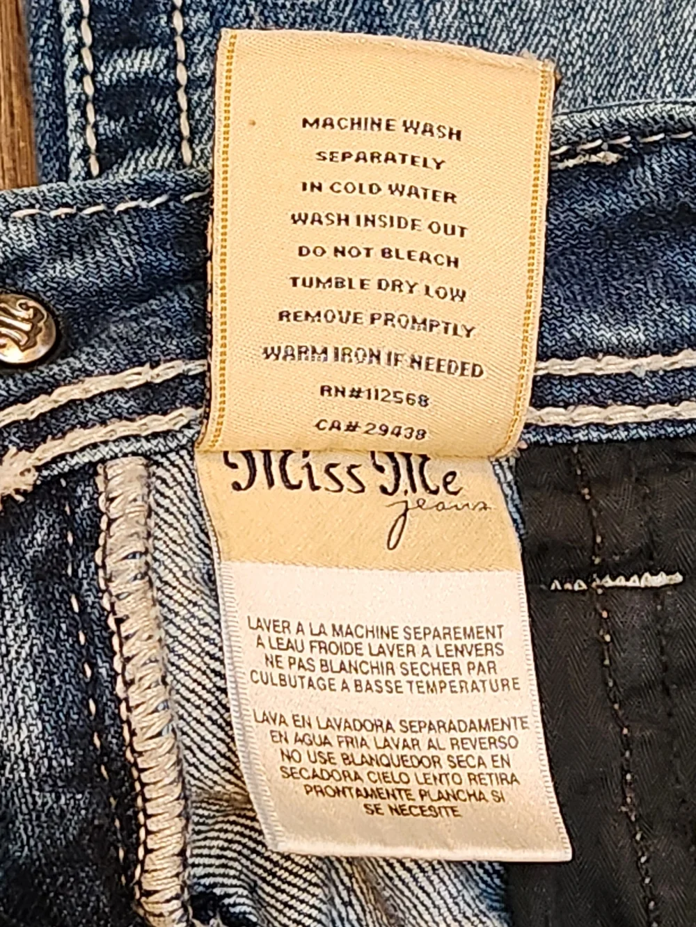 ✨ VINTAGE Miss Me Angel Wing / Cross Rhinestone Skinny Jeans - Sz 26 - Boho ✨ - Picture 14 of 16